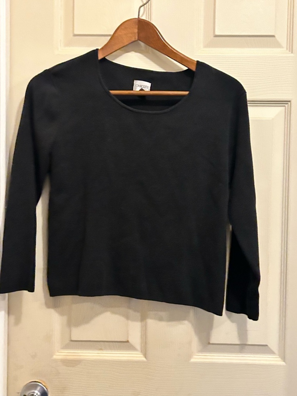 Chico's Classic Black Long Sleeve Crewneck Sweater - size 1